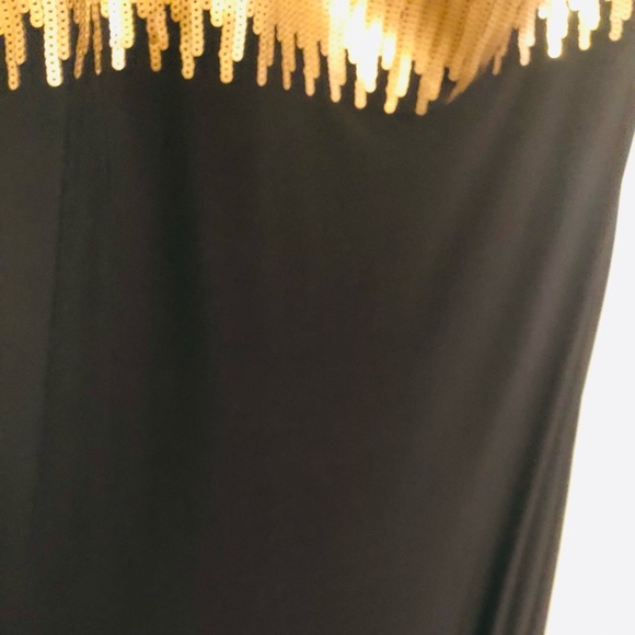 David Meister Evening Gown. Gold and Black Sequins. Jersey Fabric. Size 14. - Picture 6 of 15